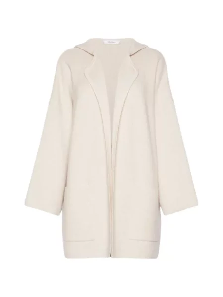 Вълнена жилетка Max Mara с качулка бежово