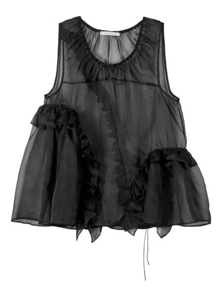 Top Cecilie Bahnsen cu volane din organza negru