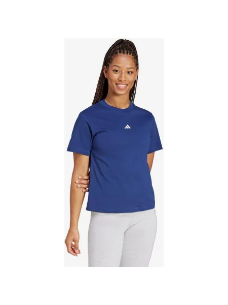 Koszulka adidas Essentials Logo mała krótki rękaw ciemnoniebieska M niebieska