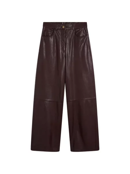 Pantaloni Momoni din piele maro