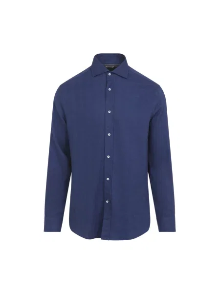 Koszula Brunello Cucinelli flanelowa casual niebieska