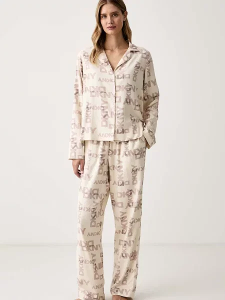 DKNY piżama z wiskozą beżowa