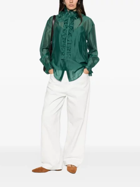 Bluză Twinset cu volane verde