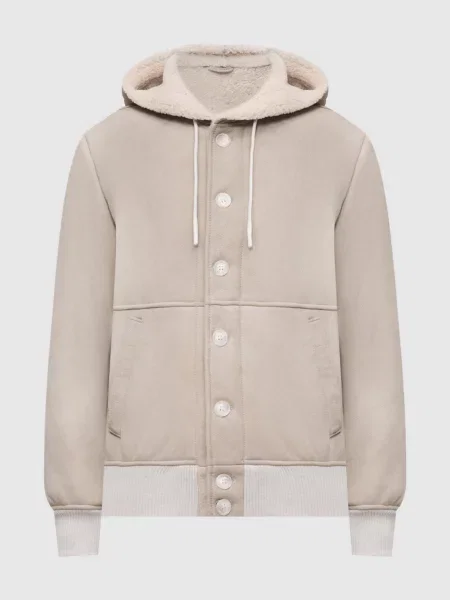 Укорочена дублянка з капюшоном Cashmere&whiskey бежева