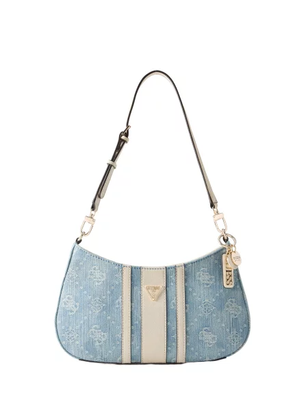GUESS Geantă de umăr Noelle crem / denim albastru