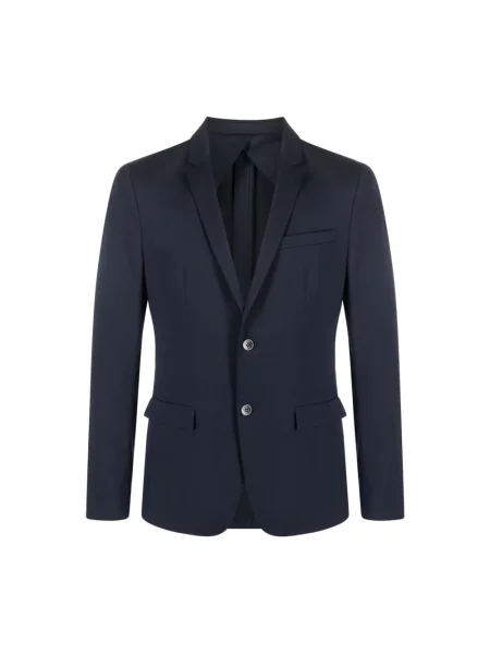 Marynarka Calvin Klein wełniana jednorzędowa w jednolitym kolorze niebieska