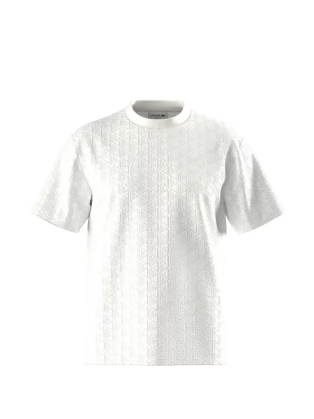 Tricou Lacoste din jacard alb