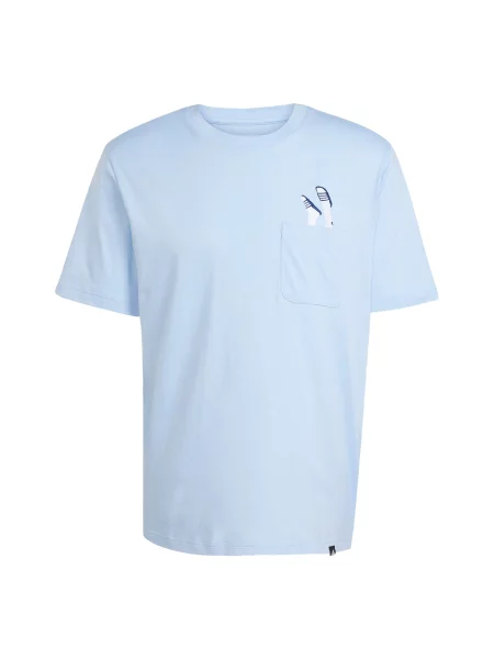 Adidas T-Shirt Lounge Slides Graphic Pocket Μπλε Regular Fit λευκό