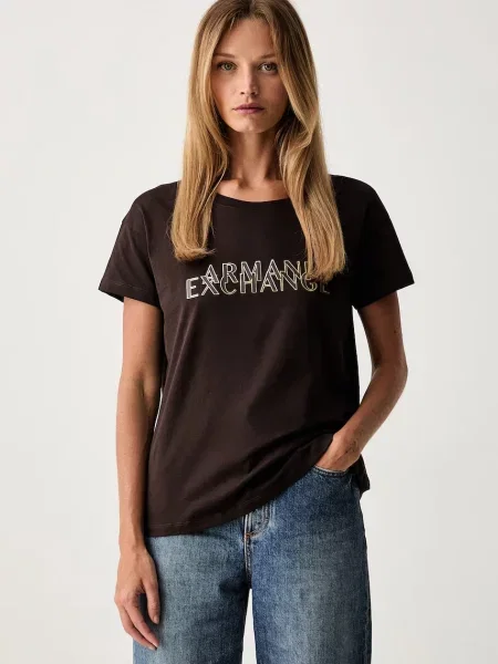 Armani Exchange tricou pentru femei din maro