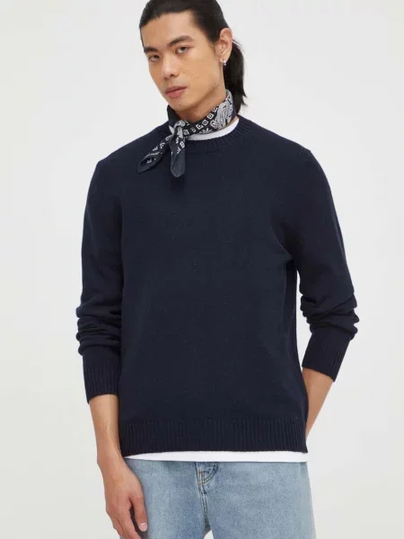 Vuneni pulover Samsoe Samsoe za muškarce tamno plava