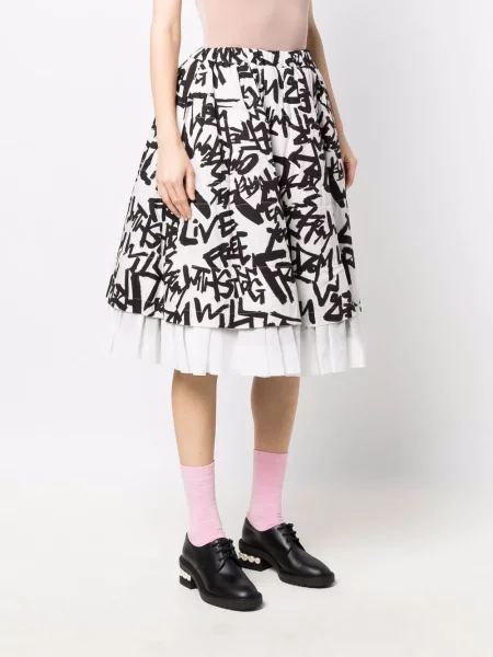 Fustă Comme Des Garçons cu imagine negru