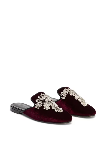 Papuci tip mules Giuseppe Zanotti de catifea de cristal roșu