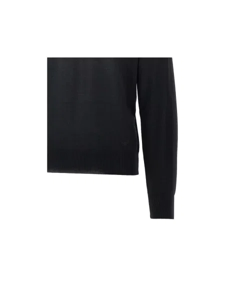 Haftowany sweter z golfem Emporio Armani wełniany do golfa czarny