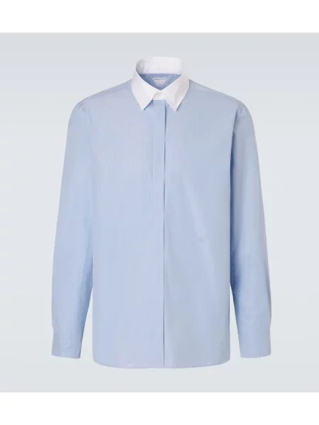 Cămașă Bottega Veneta din poplin albastru