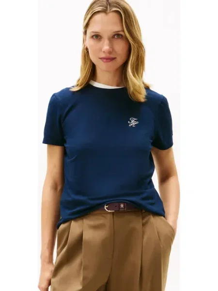 TOMMY HILFIGER Tricou bleumarin / roșu alb
