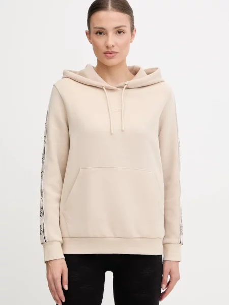 Суичър с качулка Guess с качулка с апликация бежово