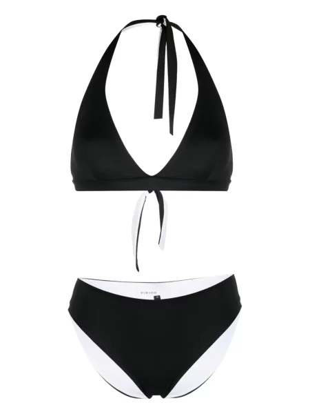 Bikini Fisico cu gât halter negru