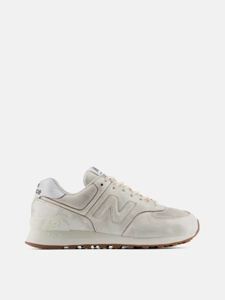 Кожаные повседневные кроссовки New Balance 574 белые