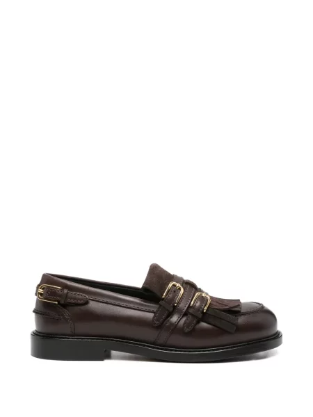 Pantofi loafer Sandro cu franjuri cu cataramă maro