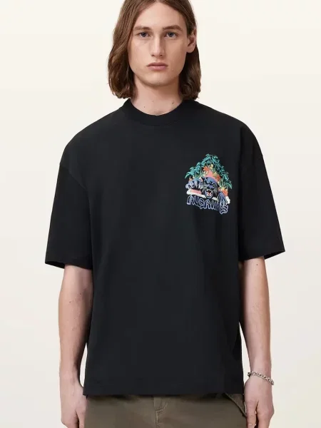 AllSaints tricou din POUNCE cu imprimeu gri