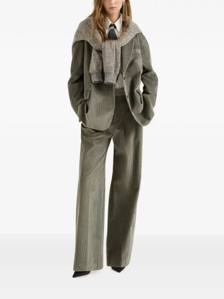 Pantaloni Brunello Cucinelli de catifea cord verde