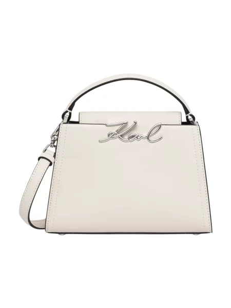 Karl Lagerfeld torebka crossbody skórzana K/SIGNATURE beżowa