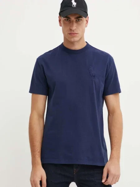 Тениска Polo Ralph Lauren тъмносиньо с изчистен дизайн