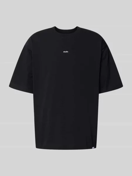 T-shirt o kroju regular fit z czystej bawełny Seidensticker Studio czarna