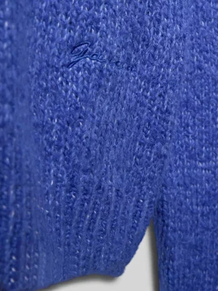 Sweter z dzianiny z prążkowanymi wykończeniami Garcia niebieski