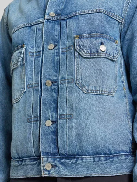 Kurtka jeansowa w kroju regular fit z wykładanym kołnierzem model MENDOCINO' Gap niebieska