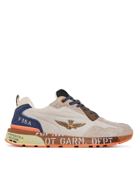 Кожени маратонки Aeronautica Militare SNEAKERS мъжки бежово