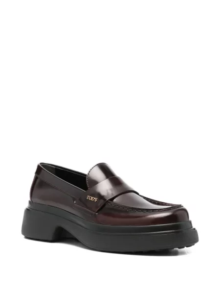 Pantofi loafer Tod's din piele cu platformă roșu