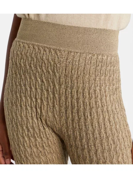 Pantaloni Loro Piana din cașmir evazate bej