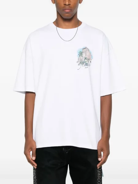 Tricou Amiri cu imagine alb