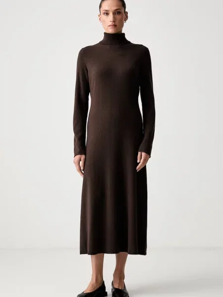 Marc O'Polo rochie tricotată cu lână maro