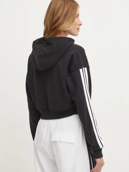 Csíkos frottír levágott felső Adidas fekete