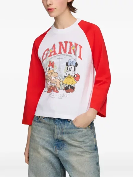 Tricou Ganni cu imagine alb
