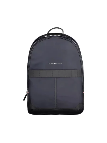 Lniany plecak Tommy Hilfiger elegancki niebieski