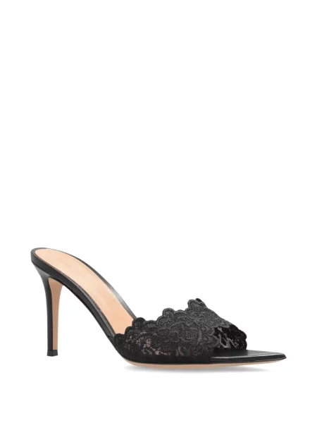 Papuci tip mules Gianvito Rossi din dantelă negru