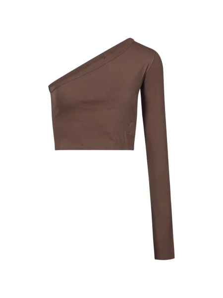 Decupat tricou Rick Owens Drkshdw cu un umăr gol maro