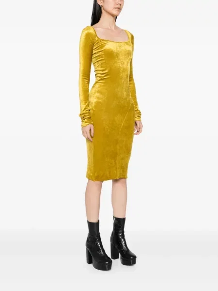 Rochie Rick Owens Lilies din velur de costum galben