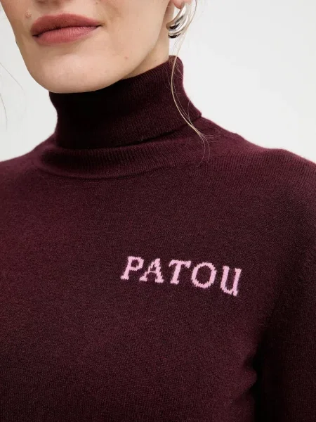 Вовняний светр Patou легкий гольф бордовий