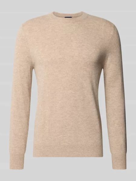 Sweter z dzianiny z mieszanka wełny i kaszmiru o kroju regular fit Christian Berg Men beżowy
