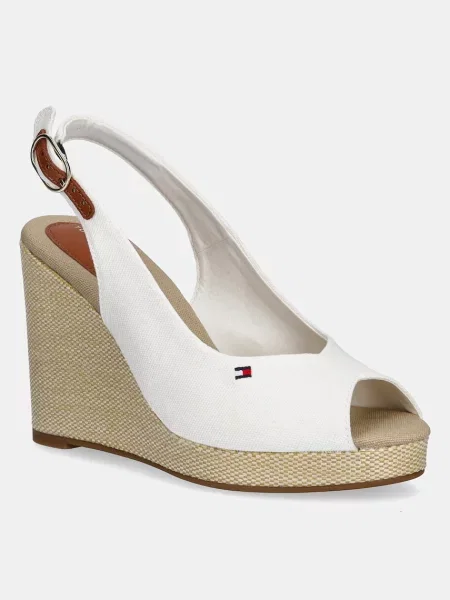 Tommy Hilfiger sandały FLAG HIGH WEDGE ESPAD SLINGBACK biały