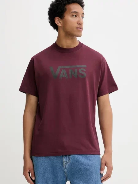 Tričko Vans s potiskem vínová