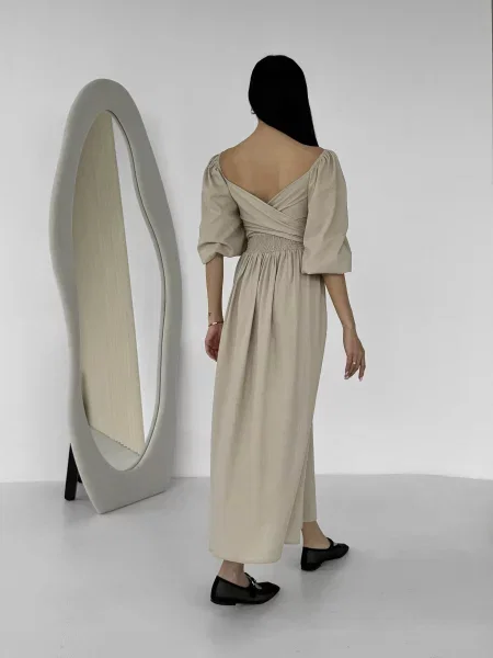 Макси платье Jadone Fashion бежевое