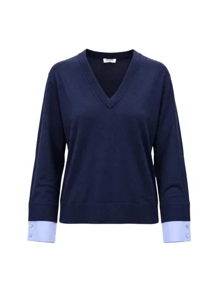 Sweter Liu Jo z dekoltem w serek niebieski