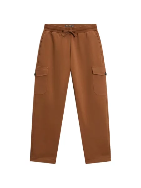 Pantaloni cargo Woolrich din fleece alergare maro