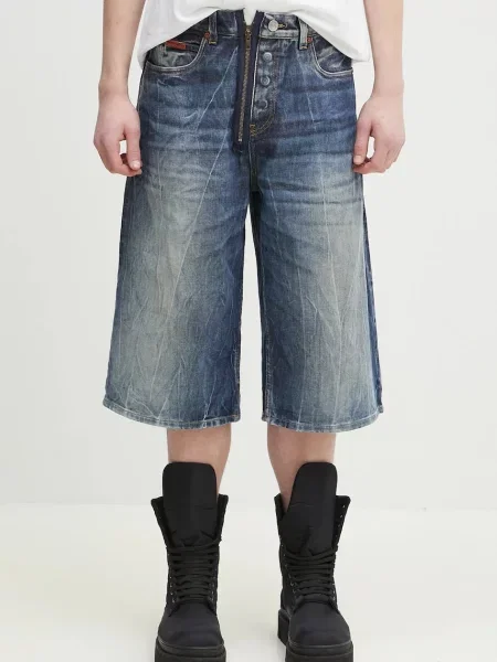 Martine Rose pantaloni scurti jeans Zip Jean neted roz