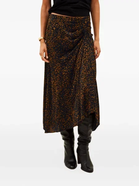 Fustă midi Ba&sh cu imagine cu model leopard albastru